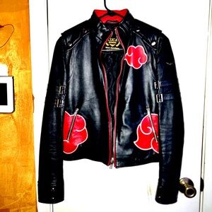 Amazing Black and Red Leather Jacket with Clouds - Anime, Naruto